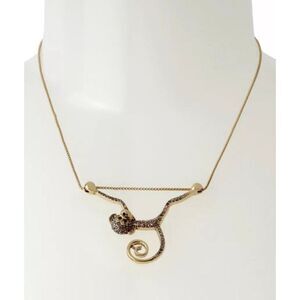 Betsey Johnson Welcome To The Jungle Gold Tone Monkey Pendant Necklace